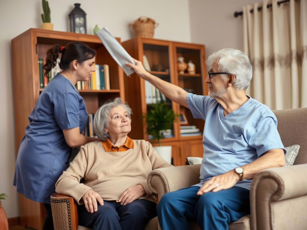 Caregiver assisting with light housekeeping in elder home in The Colony TX