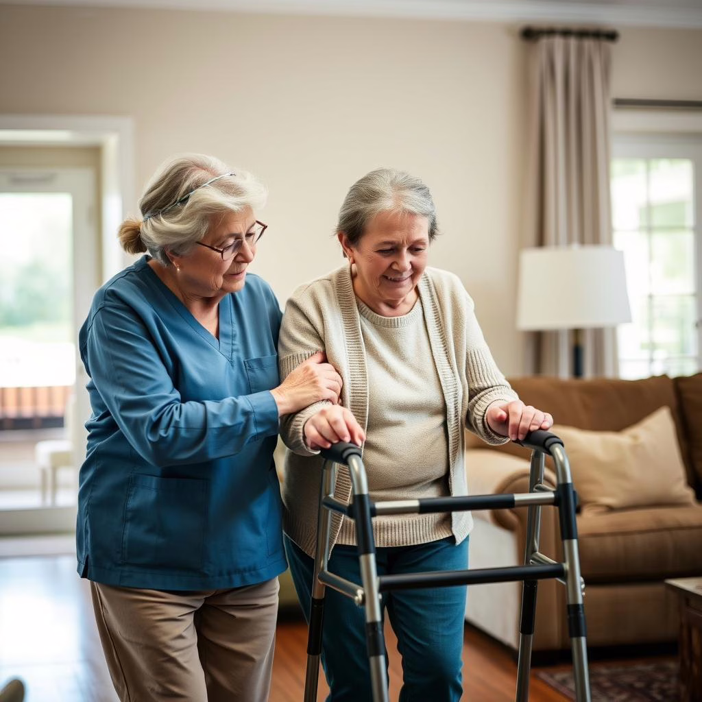 Caregiver helping senior with daily activities in McKinney TX Caregiver helping senior with daily activities in McKinney TX