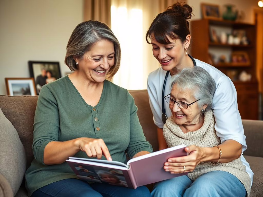 Compassionate caregiver assisting elderly woman in Frisco TX home