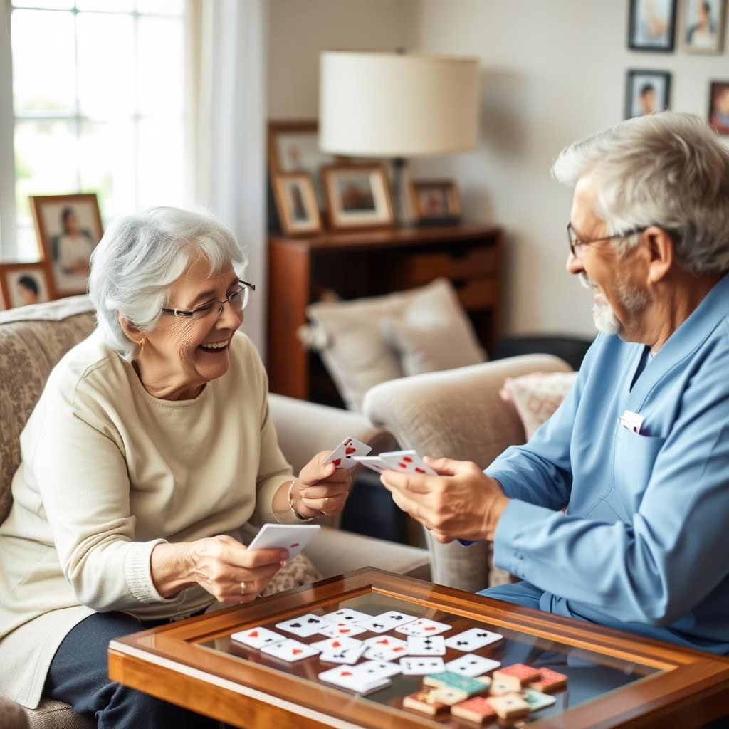Compassionate caregiver providing companionship to senior in Denton